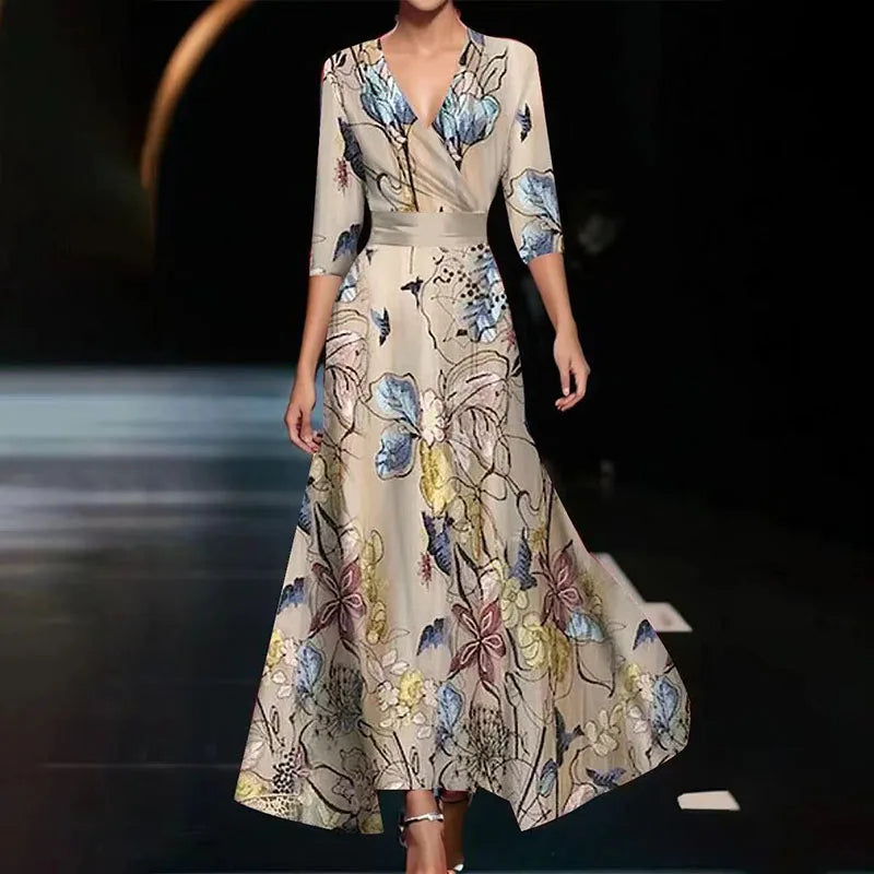 Robe Longue Femme Fleurie A-Line Tissu Léger 5