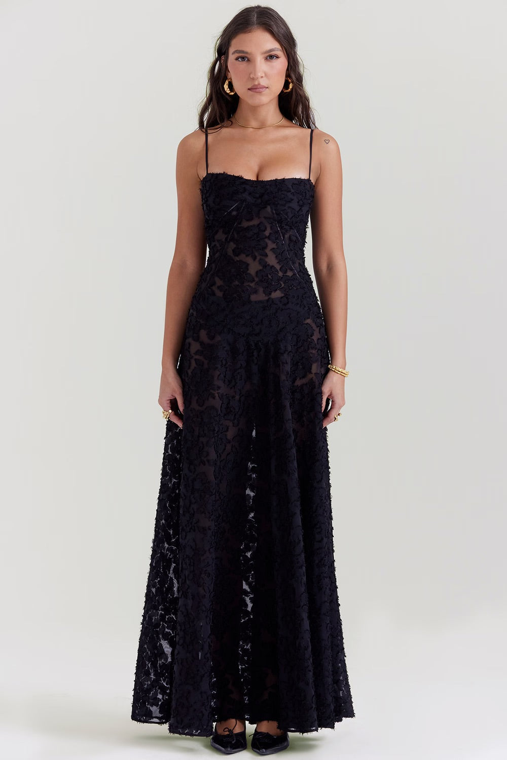 Robe Longue Femme Fleurie avec Bretelles Spaghetti 4