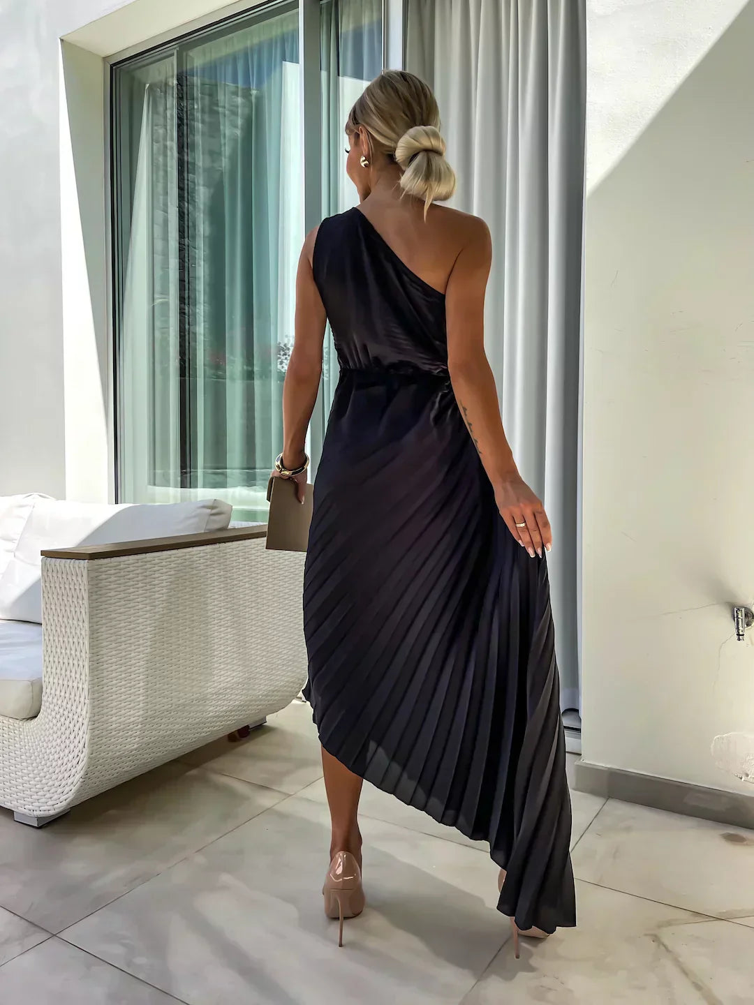 Robe Longue Femme Plissée Asymétrique Maxi 6