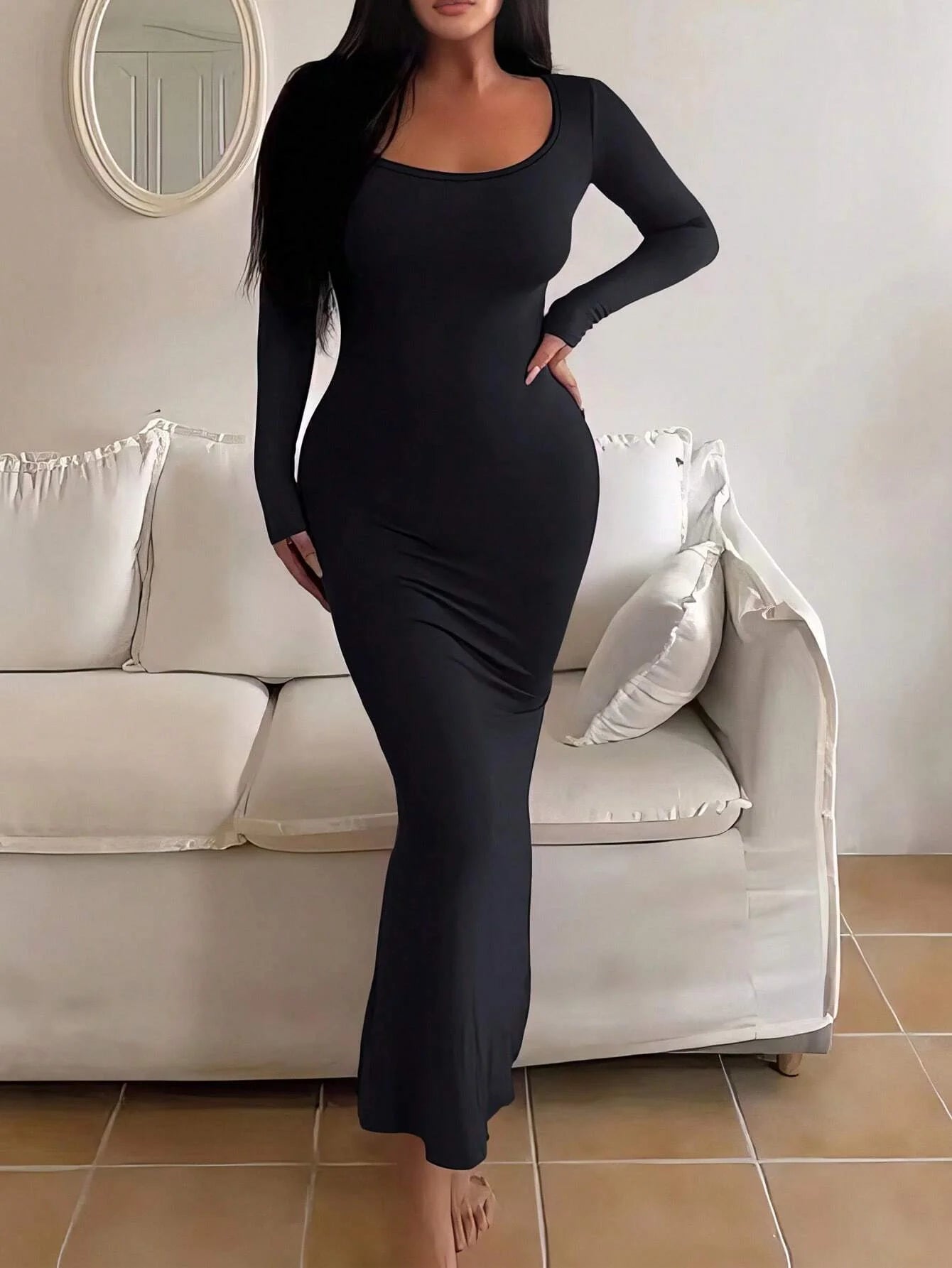 Robe Longue à Manches Longues pour Femmes Chic 3