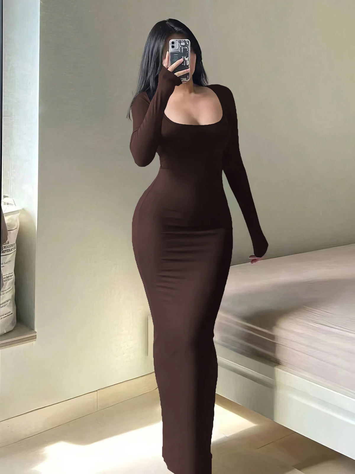 Robe Longue à Manches Longues pour Femmes Chic 7