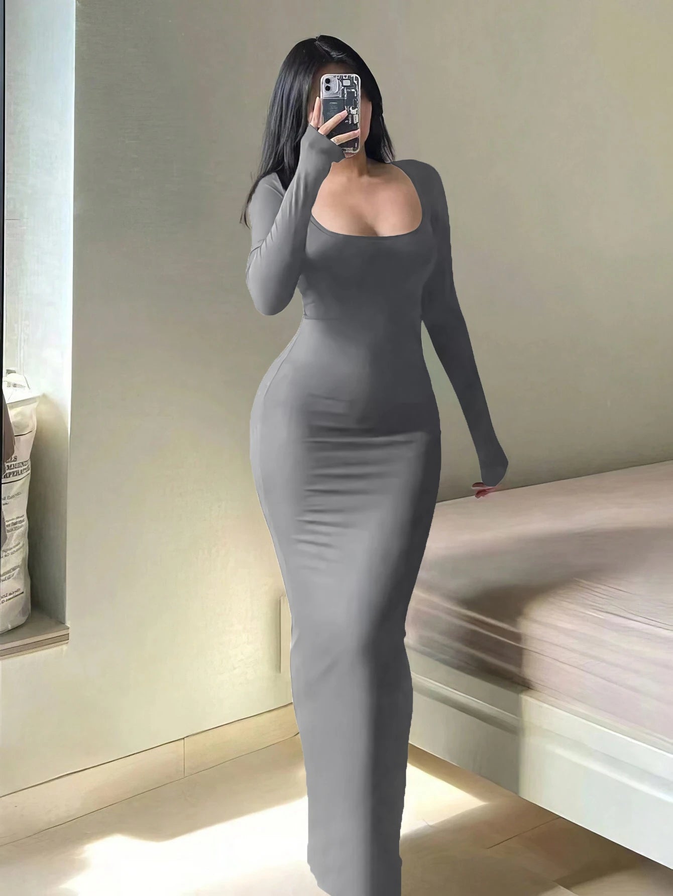 Robe Longue à Manches Longues pour Femmes Chic 9