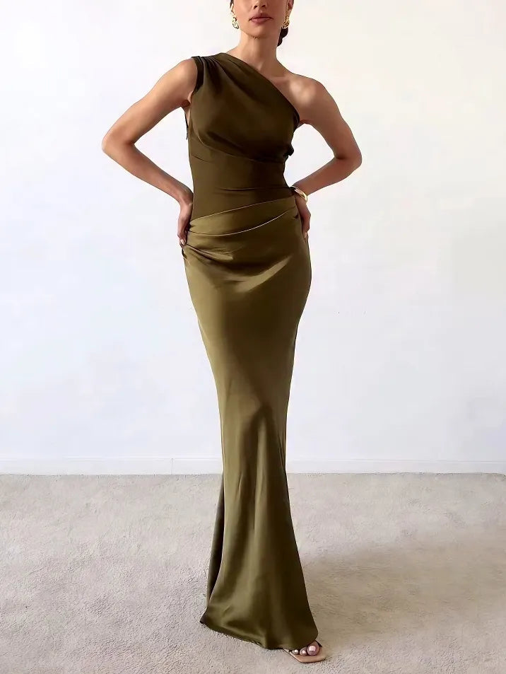 Robe Longue de Soirée à Une Épaule 1