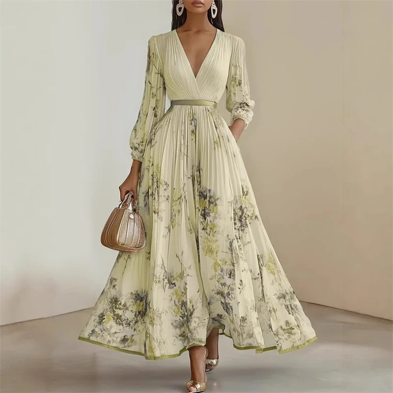 Robe Maxi Femme Imprimée à Manches Longues 3