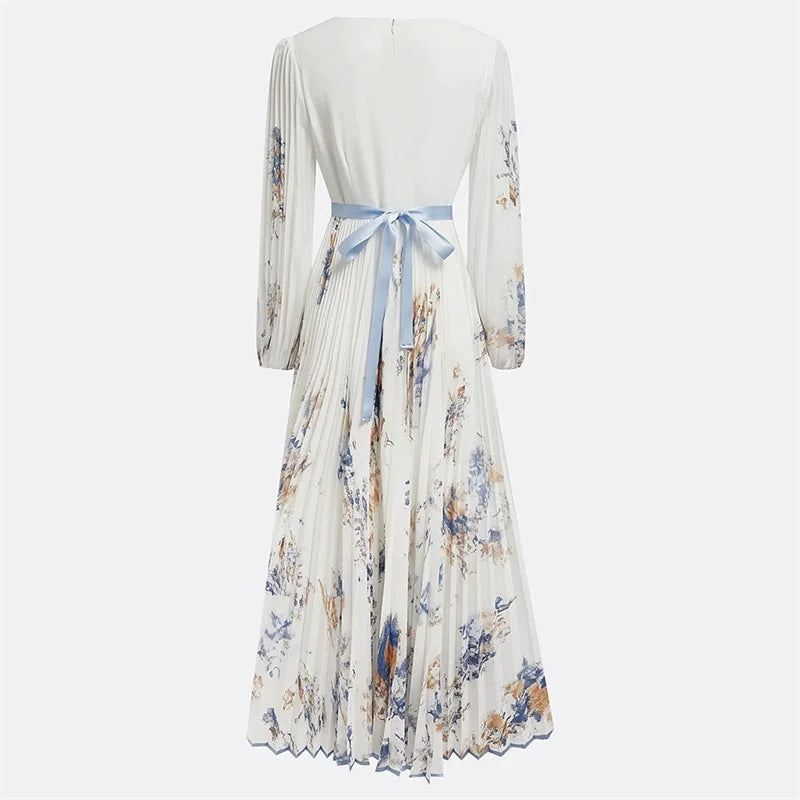 Robe Maxi Femme Imprimée à Manches Longues 5