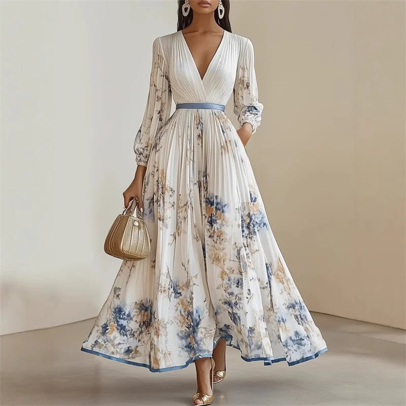 Robe Maxi Femme Imprimée à Manches Longues 6