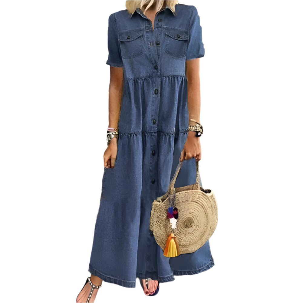 Robe Maxi Femme Style Décontracté en Tissu Doux 0