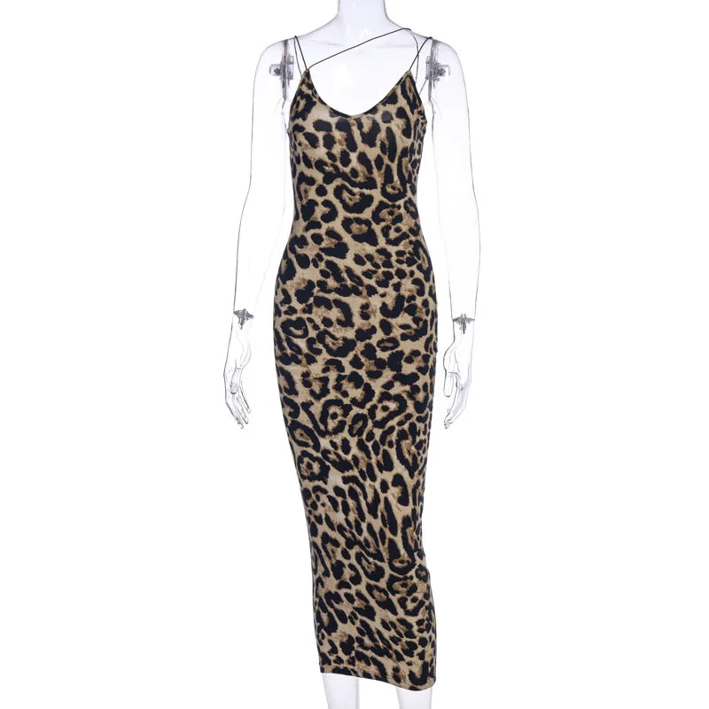 Robe Midi Imprimée Léopard Sans Manches 5