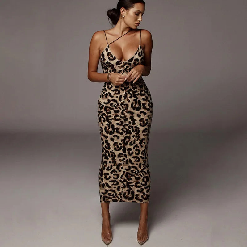 Robe Midi Imprimée Léopard Sans Manches 6