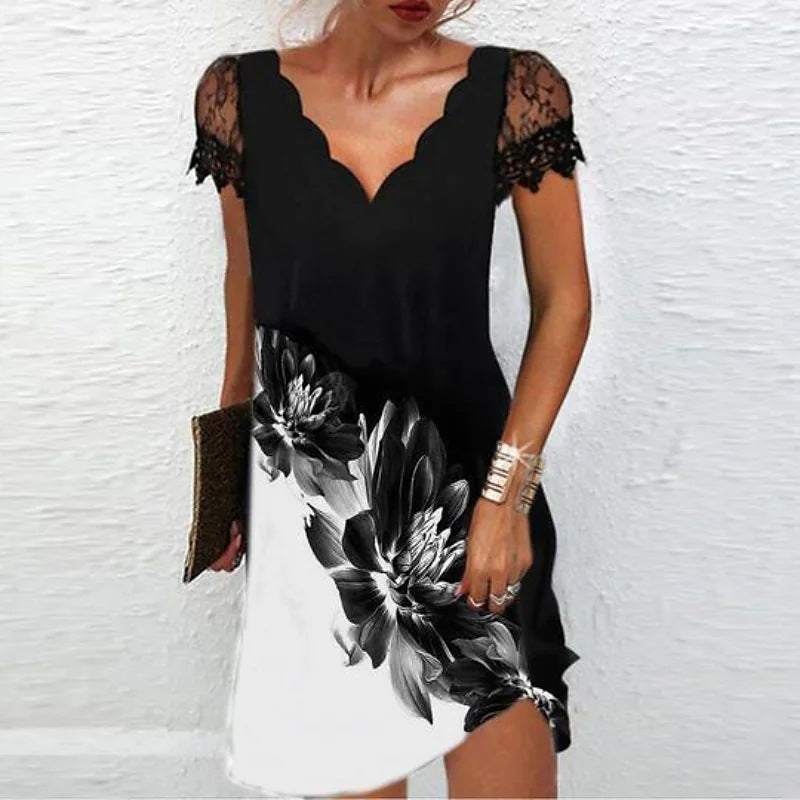 Robe Midi Moderne Femme V-Ausschnitt Tissu Léger 1
