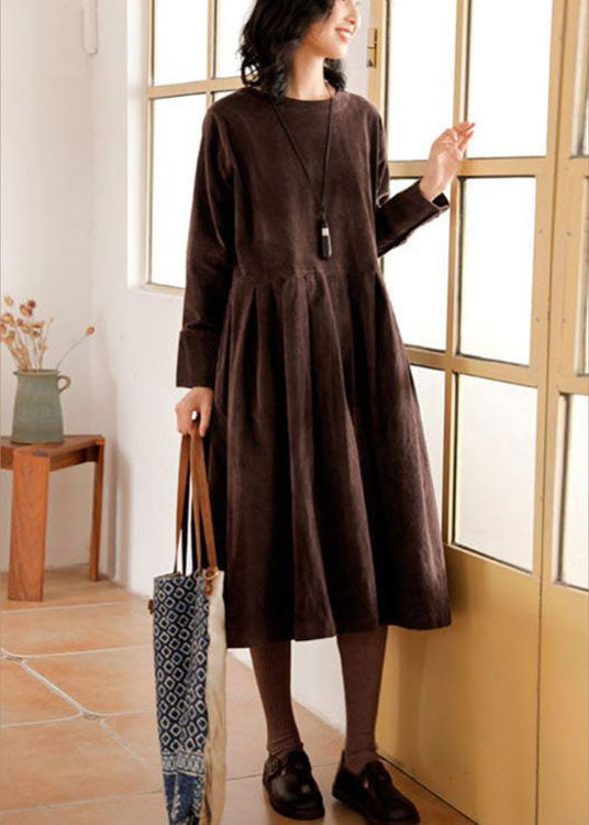 Robe Midi à Manches Longues en Velours Côtelé pour Femme 3