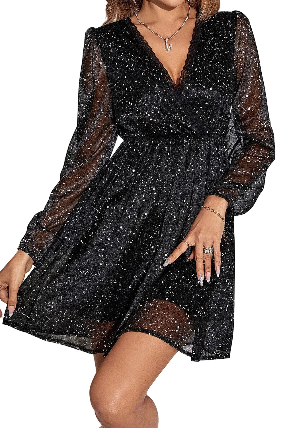 Robe Noire Élégante à Paillettes 0