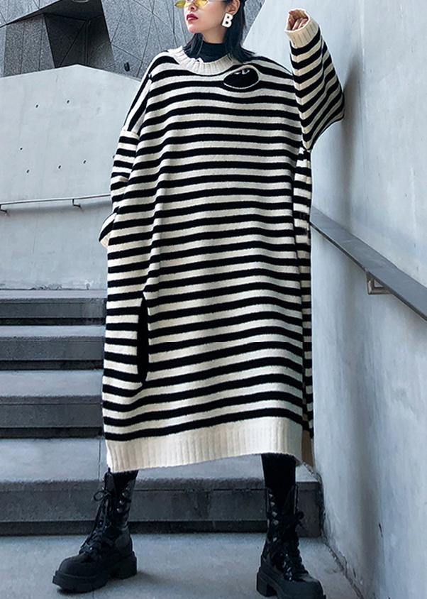 Robe Pull à Rayures Beige pour Femmes 0