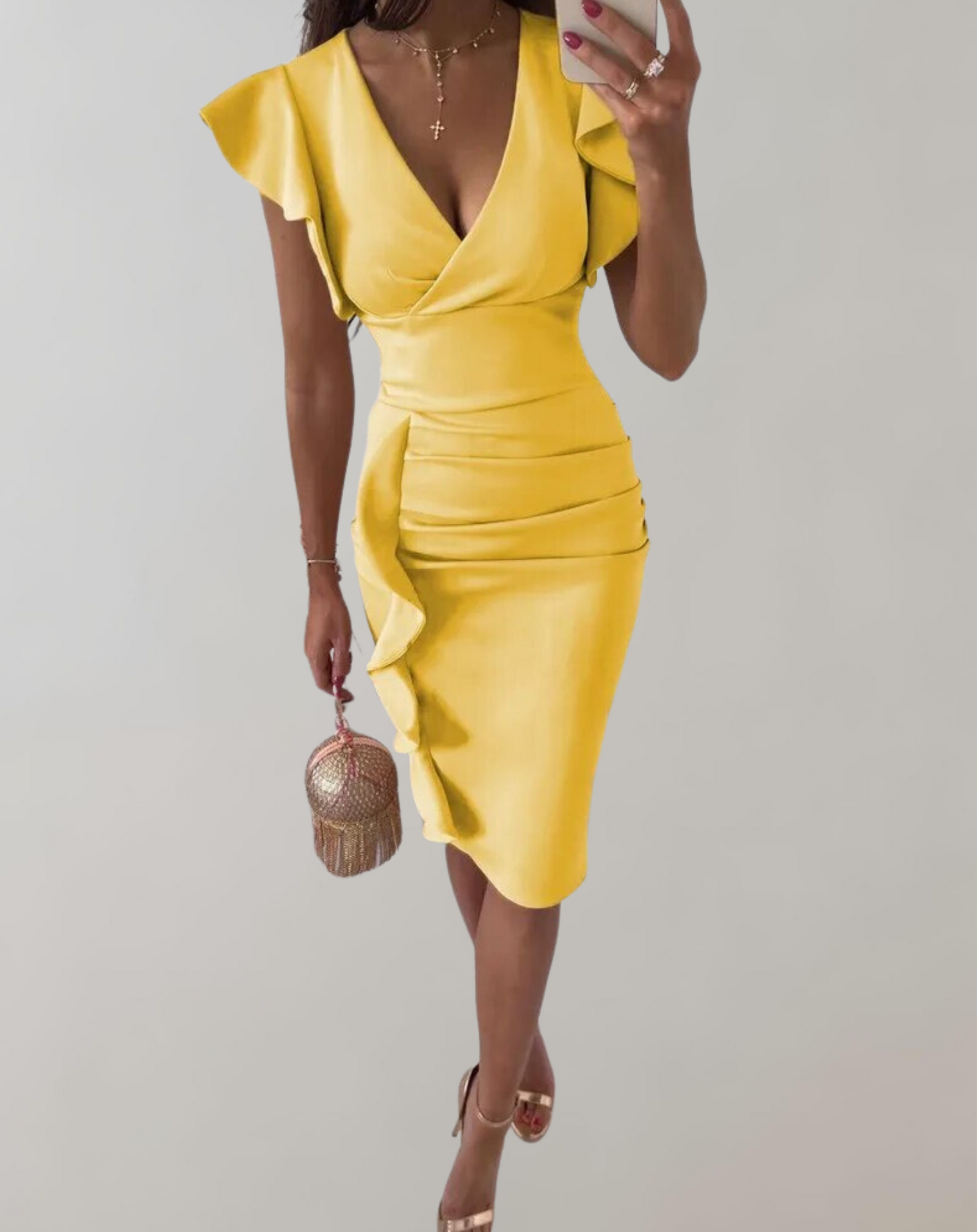 Robe à col haut pour femmes avec manches papillon 6