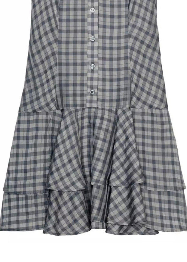 Robe courte à carreaux avec col Peter Pan pour femme 4