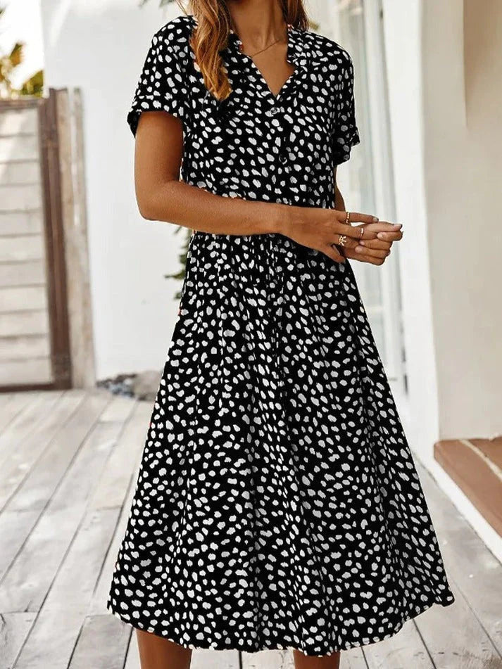 Robe d'Été Vintage Femme à Manches Mi-Longues en Tissu Léger 4