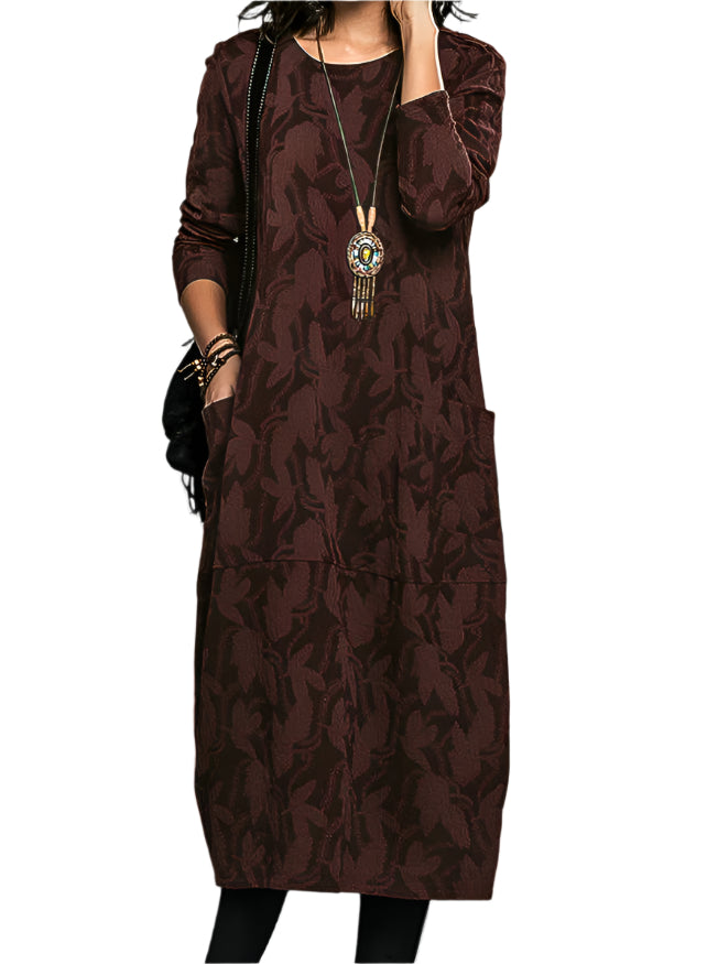 Robe d'Hiver Femme avec Poches Imprimée Élégante 0