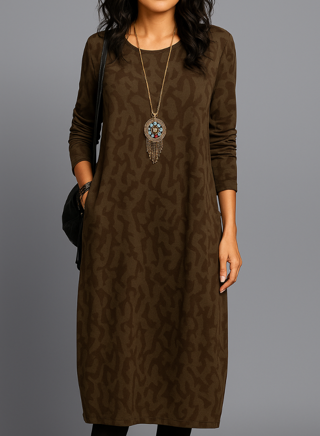 Robe d'Hiver Femme avec Poches Imprimée Élégante 4