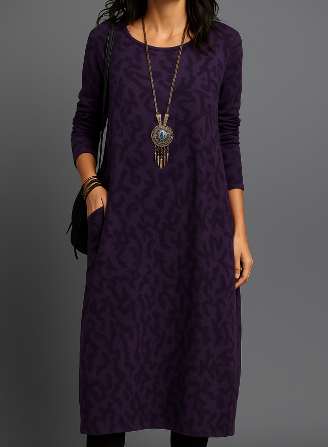 Robe d'Hiver Femme avec Poches Imprimée Élégante 5