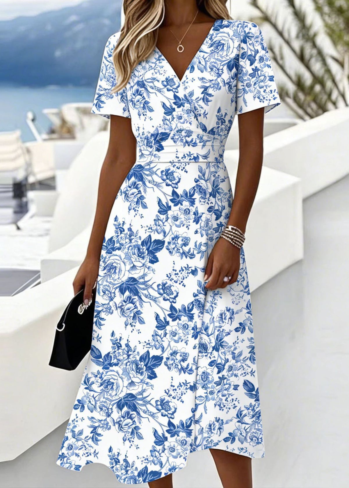 Robe d'été à col en V pour femmes 1