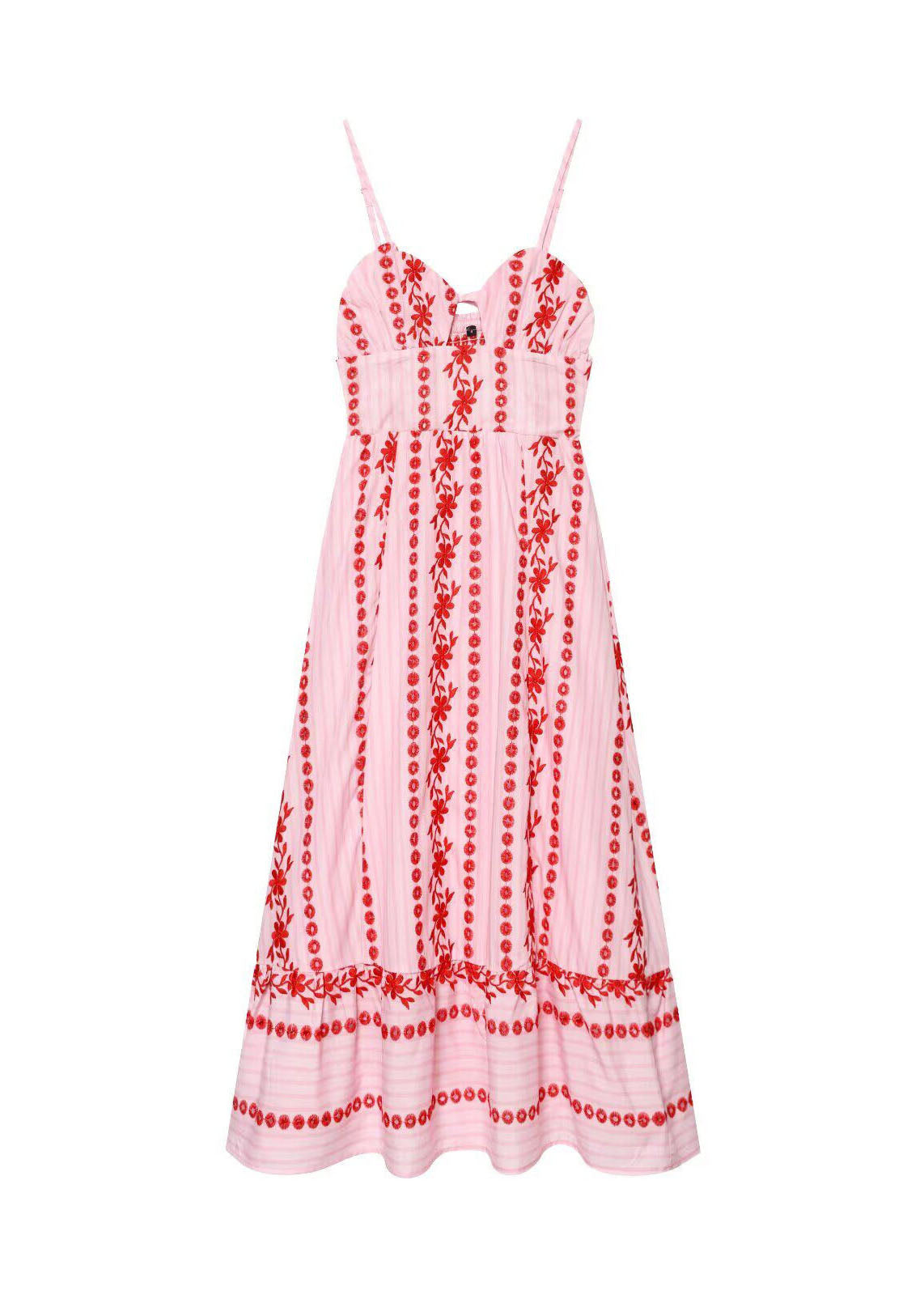 Robe d'été femme bustier brodé style bohème à bretelles fines 4