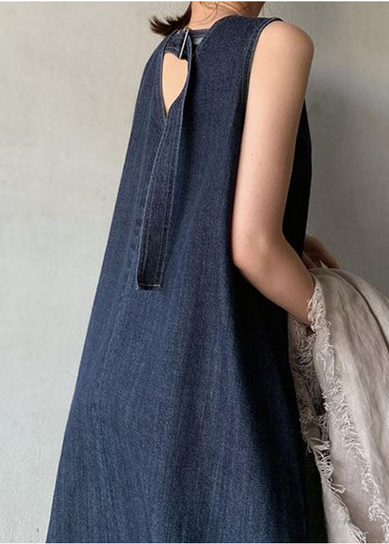 Robe en Jean sans Manches à Col V pour Femme 4