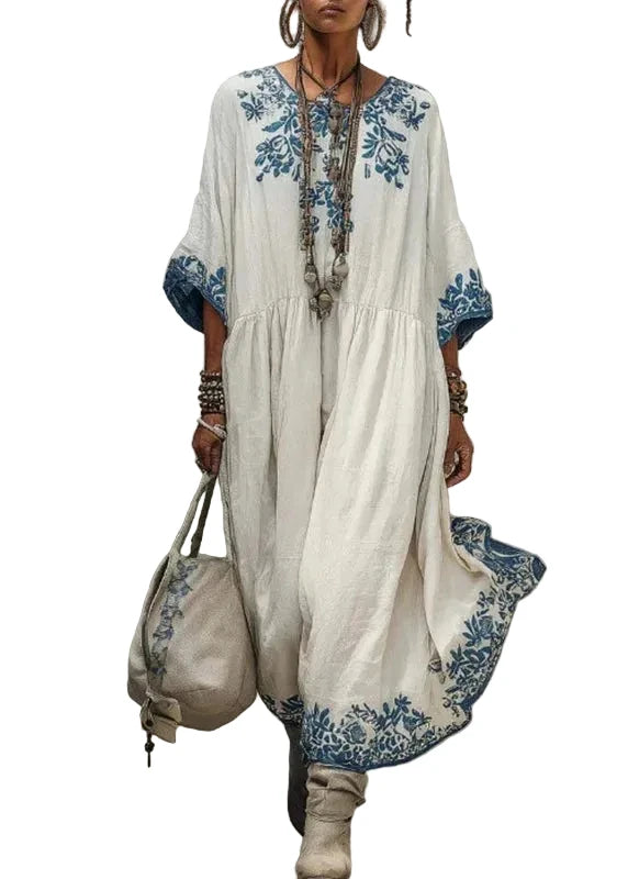 Robe longue froissée à manches courtes pour femme grande taille 0