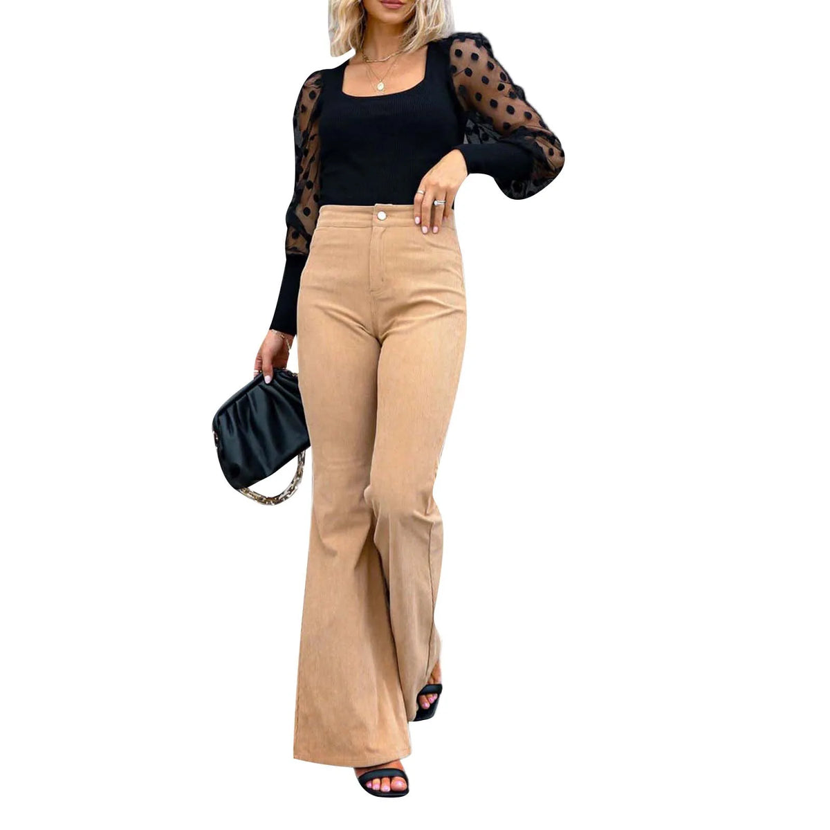 Pantalon évasé en velours côtelé pour femmes