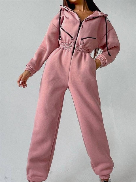 Variant image for Combinaison Femme Décontractée avec Capuche en Mélange de Coton et Polyester-19