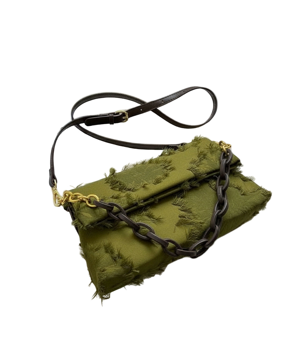 Sac Messager Chic avec Chaîne et Pompon 1