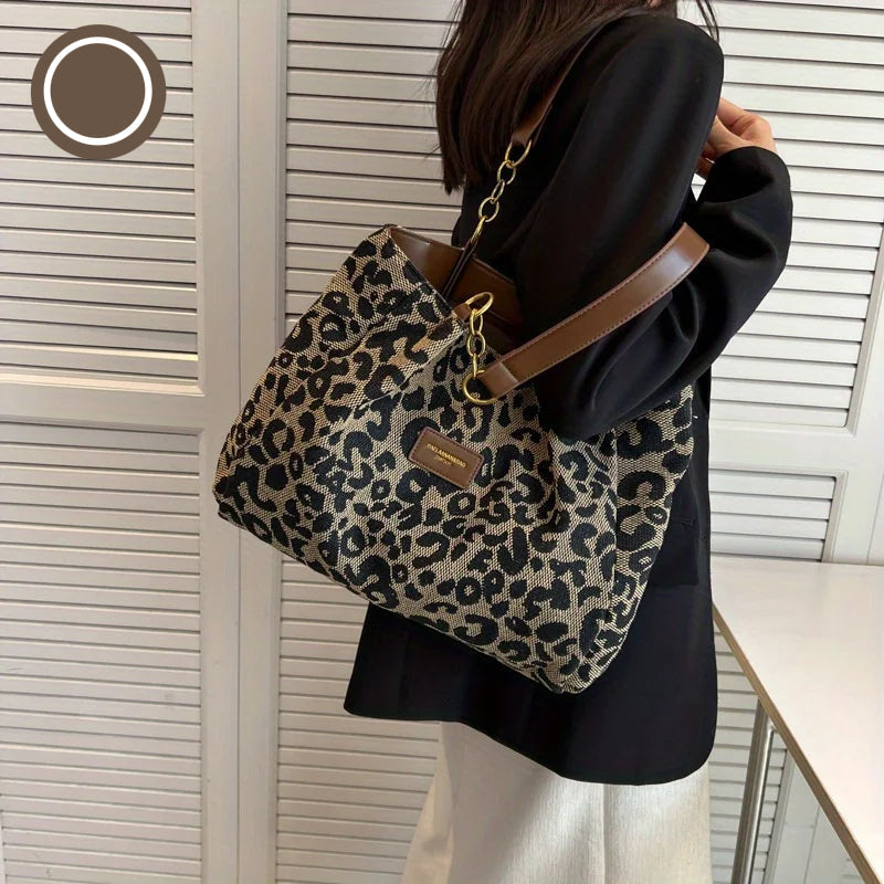 Sac fourre-tout imprimé léopard pour femme en toile 4