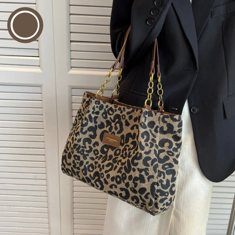 Sac fourre-tout imprimé léopard pour femme en toile 5