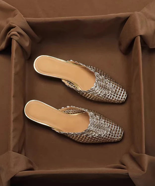 Sandales Femme Ajourées à Enfiler avec Détails Dorés 2