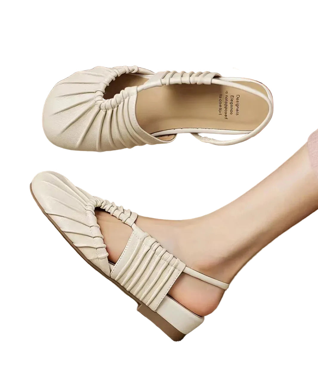 Sandales Femme Petit Talon Bout Fermé Froncé 0
