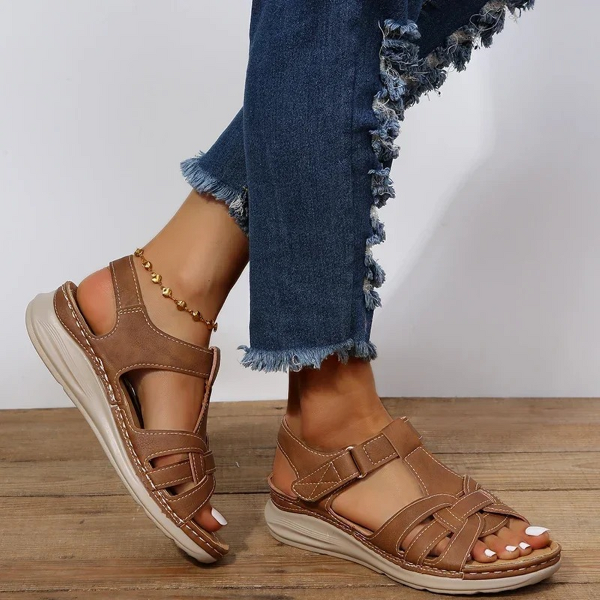 Sandales Pour Femmes Confortables En Cuir Avec Semelle Souple 4