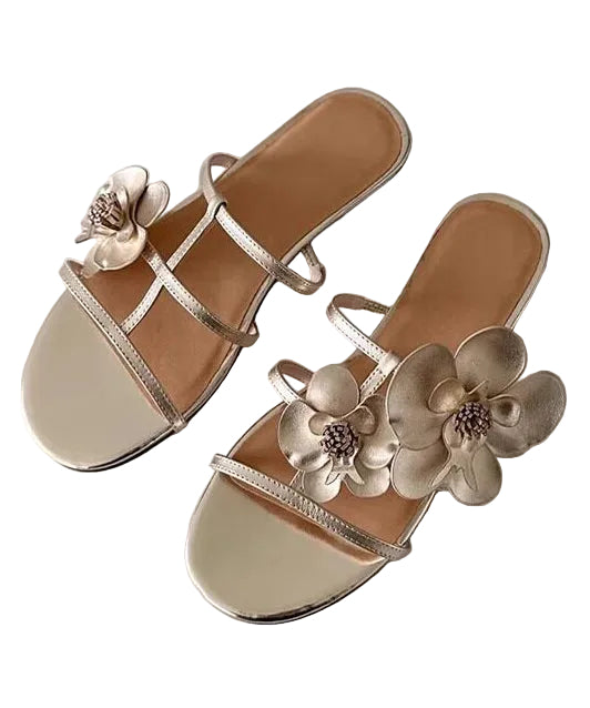 Sandales à talon Peep Toe avec épissage floral 4
