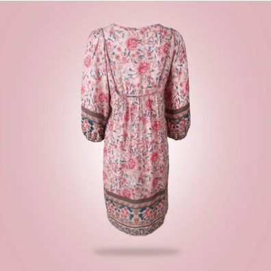 Robe Femme Mini Élégante Col en V Tissu Doux-4