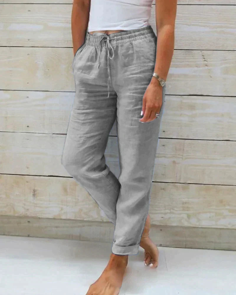 Variant image for Pantalon Fluide Femme Léger en Lin Ample-29