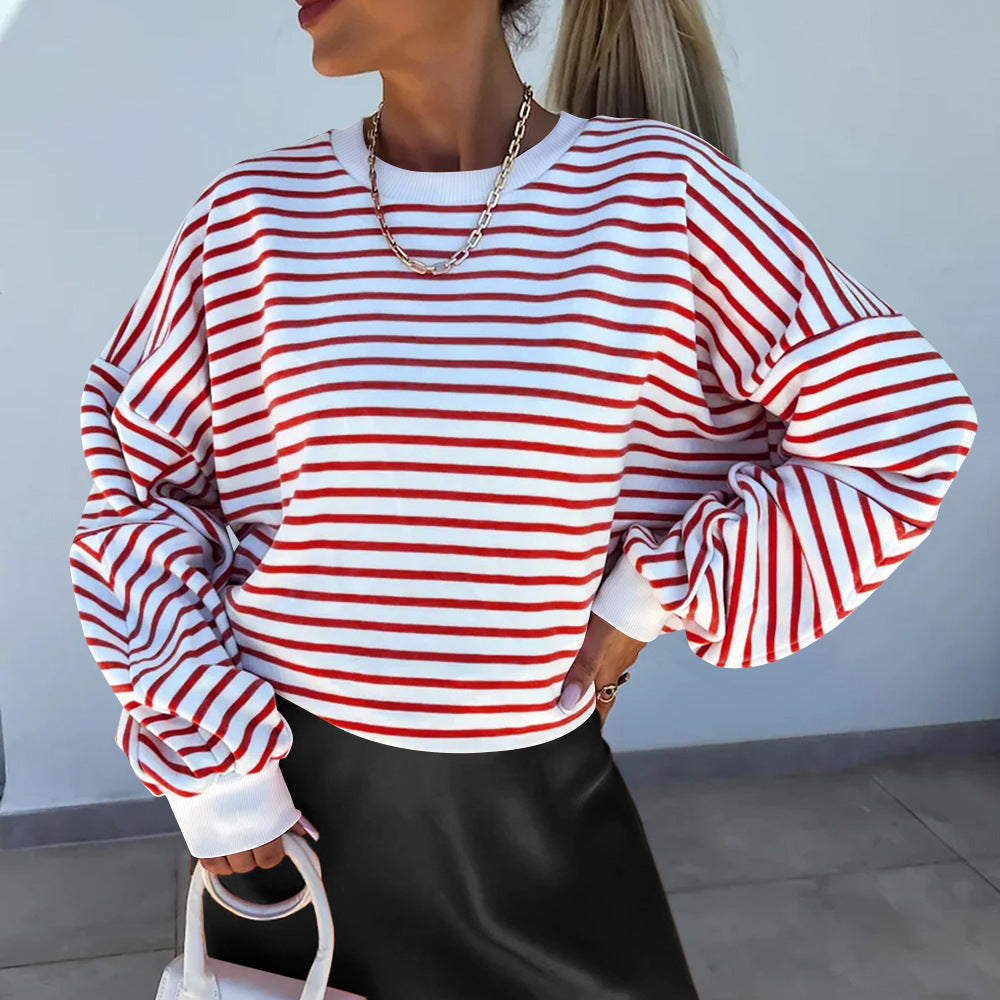 Sweat-shirt Femme Boxy à Rayures 7
