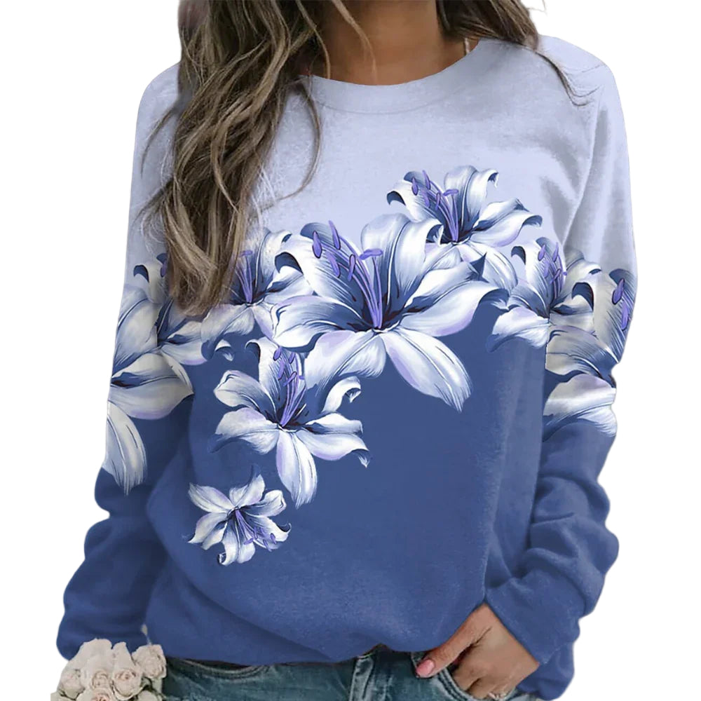 Sweat-shirt Femme Imprimé Floral Décontracté 0