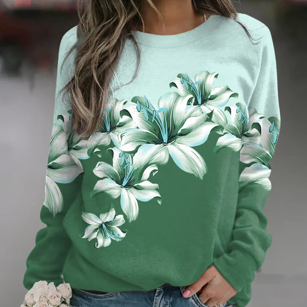 Sweat-shirt Femme Imprimé Floral Décontracté 5