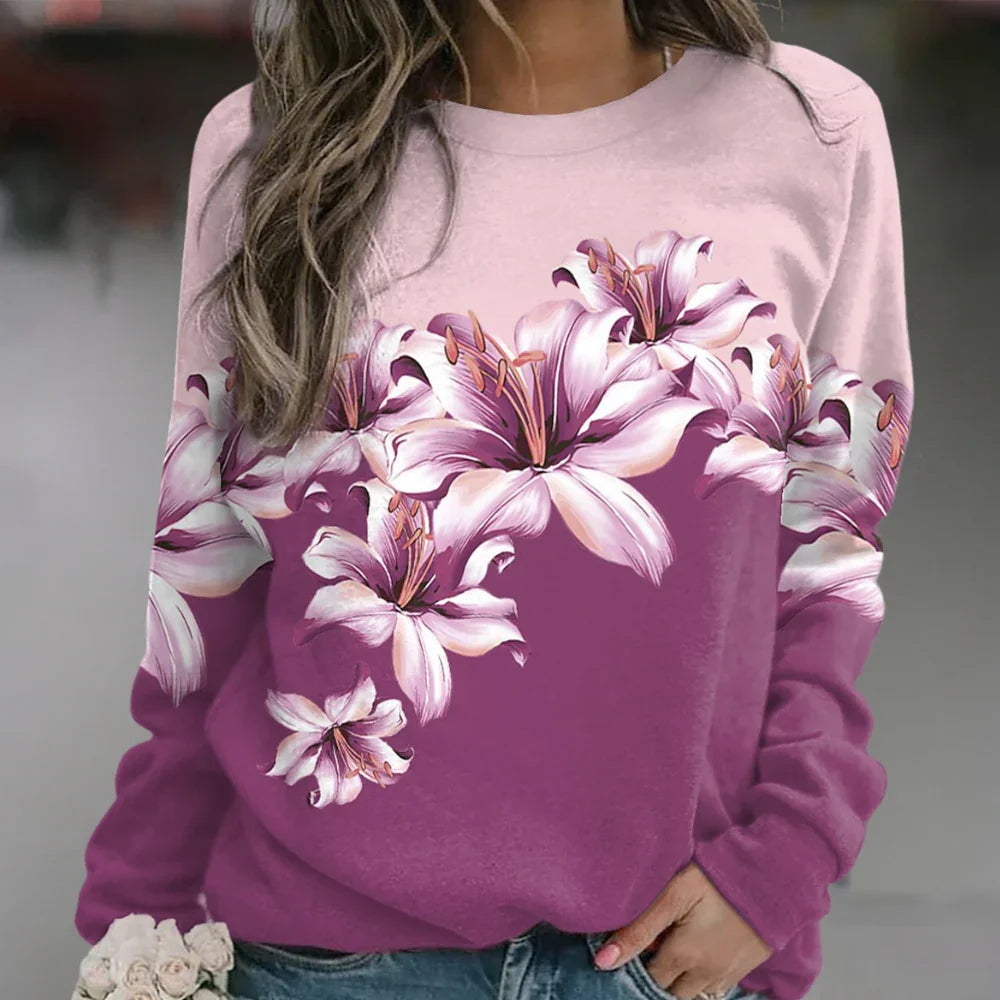 Sweat-shirt Femme Imprimé Floral Décontracté 6