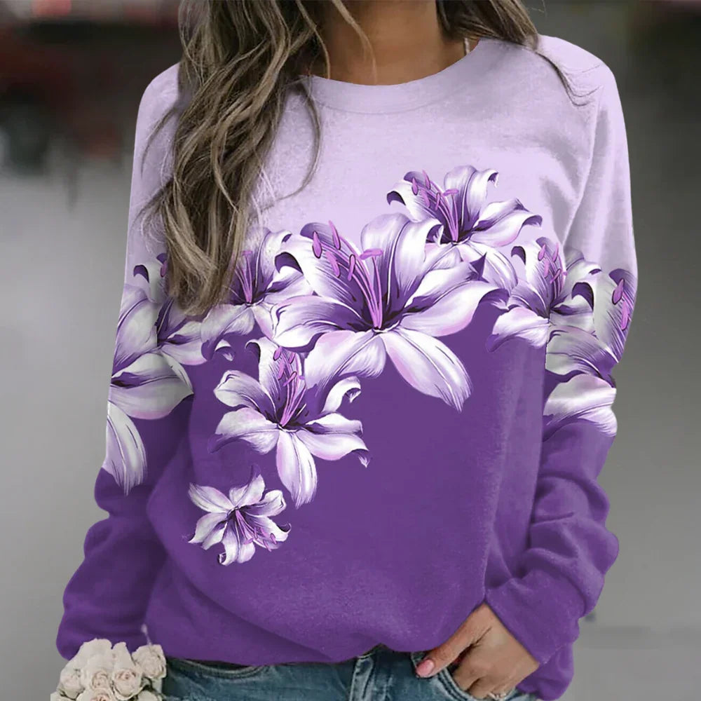 Sweat-shirt Femme Imprimé Floral Décontracté 7