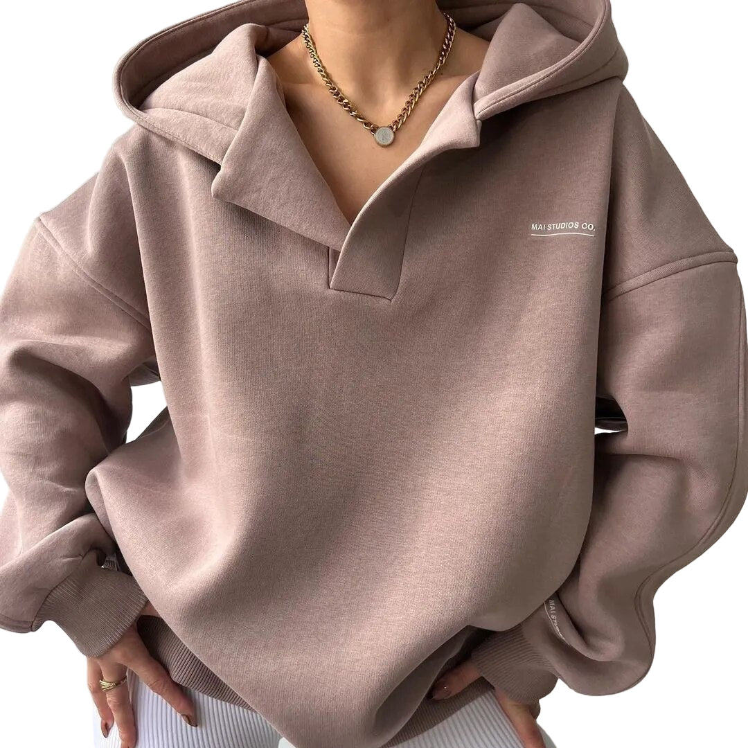 Sweat à Capuche Femme Col en V Décontracté Moderne 0