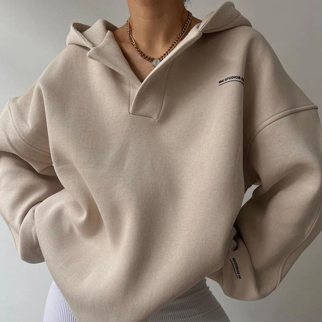 Sweat à Capuche Femme Col en V Décontracté Moderne 1
