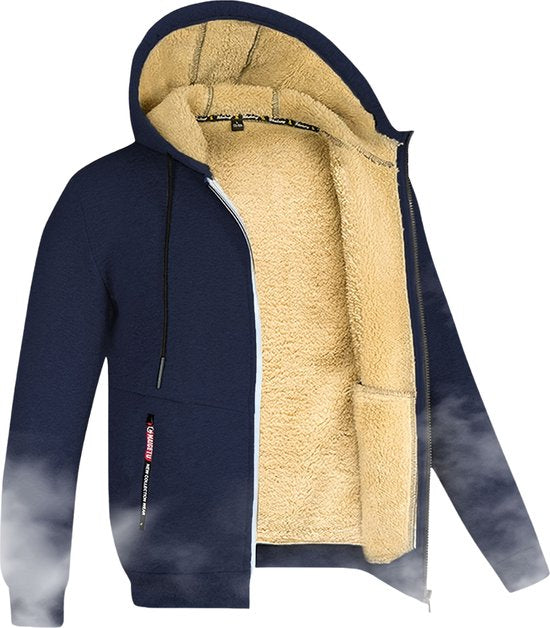 Sweat à capuche zippé en laine d'agneau pour homme, idéal pour l'hiver 0