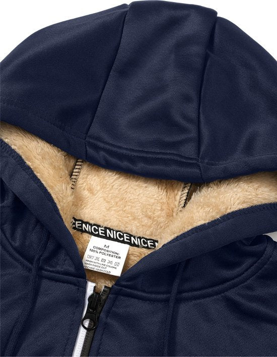 Sweat à capuche zippé en laine d'agneau pour homme, idéal pour l'hiver 4