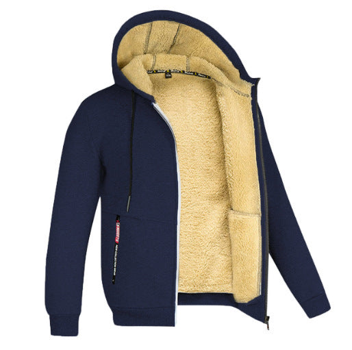 Sweat à capuche zippé en laine d'agneau pour homme, idéal pour l'hiver 8