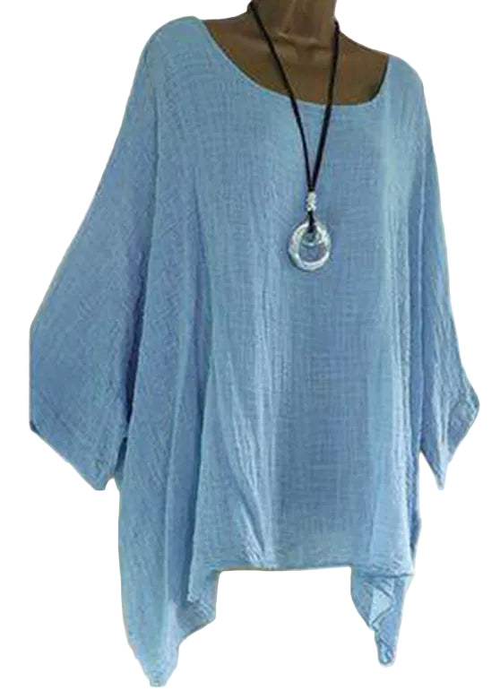T-shirt Femme Coupe Asymétrique Col Rond Demi-Manches Grande Taille 0
