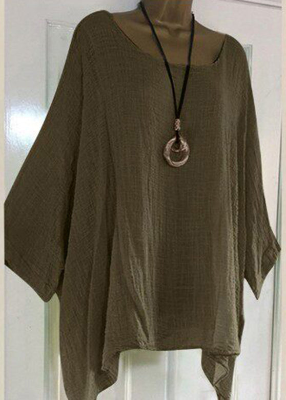 T-shirt Femme Coupe Asymétrique Col Rond Demi-Manches Grande Taille 2